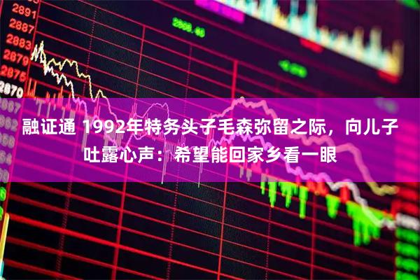 融证通 1992年特务头子毛森弥留之际，向儿子吐露心声：希望能回家乡看一眼